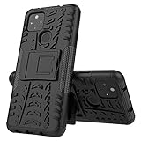 xinyunew Handyhülle Google Pixel 4A 5G/Pixel 5XL Hülle,Case 360 Grad Ganzkörper Schutzhülle+Panzerglas Schutzfolie Schützend Handys Schut zhülle Tasche Cover Skin mit Ständer Schwarz