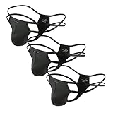 YFD Herren Boxer Slips Unterwäsche Schwarz Dessous Bikini Strings Höschen 3er Pack (L, Tangas-3pcs)