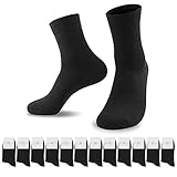 SmartQian 12 Paar Socken Herren Damen Baumwollsocken Schwarz für Business Komfort-Bund Unisex（Schwarz×12, 39-42）