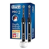 Oral-B PRO 2 2900 Black Edition Doppelpack Elektrische Zahnbürste/Electric Toothbrush, visuelle Andruckkontrolle für extra Zahnfleischschutz, 2 Modi inkl. Sensitiv, Timer, 2 Aufsteckbürsten, schwarz