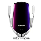 Keyzone Universial Handy Qi 10W Auto Kabelloses Ladegerät Induktion Ladestation Ständer Halterung für Android IOS (Silber)