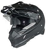 protectWEAR Endurohelm Crosshelm mit Sonnenblende, Visier und Schild THH-TX28-L, schwarz