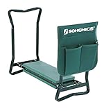 SONGMICS Kniebank 60 x 49 x 27 cm Gartenbank Hocker Sitzunterlage Eva-Schaumkissen Stahlrohr Grün GGK01G
