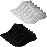 YouShow Sneaker Socken Herren Damen 10 Paar Kurze Halbsocken Quarter Baumwolle Unisex (Schwarz und Grau,39-42)