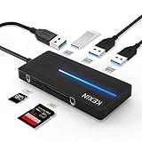 KEXIN USB Hub, Ultra Slim Extra Leich 5-in-1 USB Hubs mit 3 USB 3.0-Ports und SD/TF Kartenleser Datenübertragung mit 5 GBit/s Geschenk für PC, Tablet, Windows, Mac OS, Linux (Schwarz)