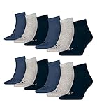 12 Paar Puma Unisex Quarter Socken Sneaker Gr. 35 - 49 für Damen Herren Füßlinge, Farbe:532 - navy/grey/nightshadow b, Socken & Strümpfe:43-46