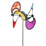 CIM Windspiel - Little Flower Rainbow Double - UV-beständig und Wetterfest - Windrad: Ø28cm, Gesamthöhe: 85cm - inkl. Fiberglasstab