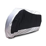 Surepromise XL Motorradabdeckung Motorradplane Outdoor Indoor 190T Wasserdicht Winterfest Motorrad Abdeckplane Abdeckung mit Tasche (XL, Mittel Silber) Ersatz