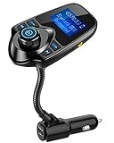 Nulaxy Bluetooth FM Transmitter, Radio Adapter Car Kit mit 1,44-Zoll-Display, Unterstützt TF / SD-Karte und USB-Autoladegerät für Alle Smartphones Audio-Player