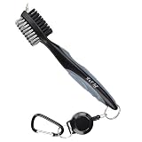 K&V Golf Golf Club Bürste und Groove Cleaner Dual Sided Nylon & Edelstahl-Bürste mit Spike für die Reinigung Club Face & Groove mit Schlaufe Clip (Karabiner) für hängen auf Golf Tasche
