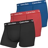 Calvin Klein Herren Trunk 3PK Unterwäsche, Blau/Schwarz, L