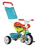 Smoby 740401 - Be Move Komfort blau - Kinderdreirad mit Schubstange, Sitz mit Sicherheitsgurt, Metallrahmen, Pedal-Freilauf, für Kinder ab 10 Monaten