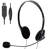 TINGDA USB Headset, PC Headset mit Mikrofon Noise Cancelling & Lautstärkeregler, Computer Chat Headset für Skype, Webinar, Homeoffice, Gaming, e-Learning und Musik, Call Control, Ultra Komfort