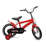 14 Zoll Unisex Jungenfahrrad Kinderfahrrad mit Rücktritt Stützräder kids bike (rot)