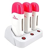Dermawax Trio Wachswärmer mit Station für 100 ml. Roll- on Warmwachs Wachspatronen zur Haarentfernung Enthaarung Waxing-Weiß- rosa