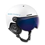 Black Crevice Skihelm mit Visier und zusätzlichem orangefarbenen Wechselvisier, Arlberg, BCR143926, weiß/blau Carbon, Gr. M/L