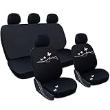 WOLTU AS7304 Universal Schonbezüge für Auto Sitzbezug Sitzschoner Autositzbezug, Butterfly Stickerei, Schwarz-Rosa