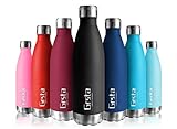 Grsta Thermosflasche BPA Frei Vakuum Isoliert Edelstahl Trinkflasche 500ml/Schwarz Thermoskanne Doppelwandige Isolierflasche Auslaufsicher Kinder Wasserflaschen für Schule, Küche, Zuhause