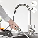 BONADE Küchenarmatur Ausziehbare 360° Schwenkbar Spültischarmatur mit Brause Edelstahl Wasserhahn Küche mit 2 Strahlarten Einhandmischer Spültischbatterie Gebürstet Mischbatterie für Spülbecken