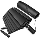 Regenschirm Taschenschirm windsicher Sturmfest bis 140 km/h - Auf-Zu-Automatik Schirm, 210T PG Tuch wasserabweisend Regenschirm Teflon-Beschichtung (Schwarz)