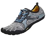 SAGUARO Barfußschuhe Herren Damen Traillaufschuhe Outdoor & Indoor Training Fitnessschuhe Wander Wald Strand Straße Laufschuhe Walkingschuhe Schnell Trocknend Badeschuhe, Grau, 45 EU