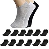 Stylevia Sneaker Socken Herren Damen Sportsocken Schwarz Weiß Grau Kurzsocken Sportsocken Baumwollesocken 12Paar (Schwarz)