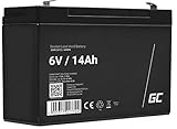 Green Cell® AGM 6V 14Ah Akku VRLA Blei-Batterie Bleiakku Ersatzakku Gelakku Akkubatterie Zyklenfest Unbemannt Spielzeug | Elektro Spielzeug| Alarm | Notstrom | Kinderfahrzeuge| Kinder-Quad