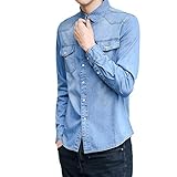 Tomatoa Jeanshemd Herren Denim Shirt Freizeit Hemd Manner Langarmhemd Langarm Slim Fit Oberteil Herren T-Shirt Longsleeve Sweatshirt T-Shirt Basic Shirt Kurzarm Shirt M - XXXL