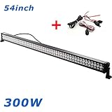 54 inch 300W LED Arbeitsscheinwerfer weiß 12V 24V Flutlicht Reflektor work light BAR Scheinwerfer Arbeitslicht Offroad SUV UTV ATV Arbeitslampe Traktor Bagger LKW KFZ … (300)