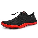 Damen Herren Schwimmschuhe Schnell Trocknend Schuhe Unisex Strandschuhe Aquaschuhe Badeschuhe Wasserschuhe Surfschuhe für Gehen,Yoga,See,Strand,Garten, Park,Fahren,Bootfahren(WZ-R/Schwarz, 38EU)