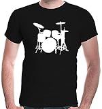 buXsbaum® Herren T-Shirt Schlagzeug | Schlagzeuger Drums Trommler Musik Instrument | XXL, Schwarz