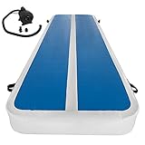 BananaB Aufblasbare Gymnastic Tumbling Matten 1x3M Luft-Bahn-stolpernde Matte weiß + blau Inflatable Gymnastics Tumbling Mat gymnastische mit Pumpe