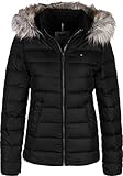 Tommy Jeans Damen Essential Hooded Down Langarm Jacke Schwarz (Tommy Black 078) X-Large