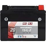 CARTEC Motorradbatterie YB4L-B 4Ah 56A Gel Technologie Batterie Erstausrüsterqualität zyklenfest lagerfähig wartungsfrei