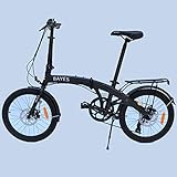 BAYES Alu Faltrad Schwarz matt Scheibenbremsen Gepäckträger 8 Gang Shimano