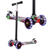 WeSkate Roller Kinder Dreiradscooter mit PU LED Leuchtenden Räder,einstellbaren Höhe und Doppel-Hinterrad Big Rädern Kinderscooter für Kinder Jungen Mädchen 3-12 Jahre alt