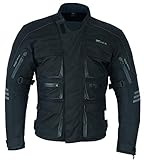 RIDEX CJ224 Motorradjacke, wasserdicht, belüftet, mit herausnehmbarem Thermofutter und Rüstung Gr. M, Schwarz