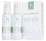 Gesichtsreinigungs-Set mit Bio-Aloe Vera und Hyaluronsäure - NATURKOSMETIK VEGAN von Mother Nature Cosmetics - 125 ml Waschgel und 125 ml Gesichtswasser für normale Haut, Mischhaut und unreine Haut