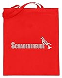 Schadenfreude - Freude, Boshaft, Missgeschick, Unglück, Freunde, Spott, Spöttisch, Lachen - Jutebeutel (mit langen Henkeln) -38cm-42cm-Rubinrot