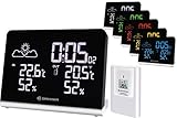 Bresser Wetterstation Funk mit Außensensor Temeo TB mit 256-Farben Display und Weckfunktion für die Anzeige von Temperatur und Luftfeuchtigkeit inklusive Wettertrendanzeige