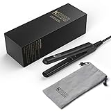 KIPOZI Mini Glätteisen Reise Haarglätter Keramik-Glätteisen Aufbewahrungstasche Ausgestattet Zweifache Spannung schnelle Aufheizung, schwarz.