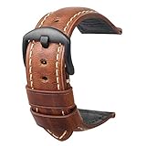 omyzam Uhrenarmbänder für Herren,Leder-Ersatzarmband,Retro Sport uhrenarmband,Geeignet für eine Vielzahl von Modesportarten Traditionelles Ersatzzubehör Uhrenband Braun 20mm