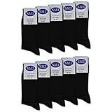 10 Paar Socken 100% Baumwolle Damen & Herren ohne Naht und ohne Gummidruck (35-38, Schwarz)