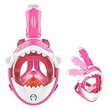 ISUDA Schnorchelmaske Vollmaske,Tauchmaske für Kinder,Faltbare Vollgesichtsmaske mit 180° Sichtfeld und Kamerahaltung - Full Face Snorkel Mask, Anti-Beschlag, Anti-Leck und Wasserdicht