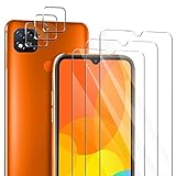 ivencase für Xiaomi Redmi 9C Panzerglas Schutzfolie [3 Stücke] und Xiaomi Redmi 9C Kamera Panzerglas [3 Stücke], Blasenfrei Anti-Staub Anti-Öl Displayfolie