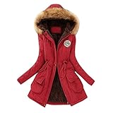 JURTEE Damen Winterjacke,Wintermantel Lange Daunenjacke Jacke Outwear Winter Warm Trenchcoat mit Abnehmbarer Pelzkragen Parka Outwear Mäntel
