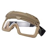 Huntvp Taktische Schutzbrille Militär Brille Tactical Goggles Klar Winddicht für Herren Damen Paintball Airsoft Softair CS Spiel Cosplay Sport Outdoor, Braun