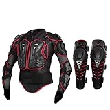 H-MetHlonsy Motorradjacke Motorrad Körper Rüstung Schutzjacke + Schutz Motorrad Knie Pad Kits Anzüge Motocross Rüstung A Style RED M