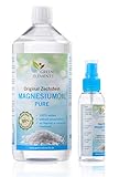 Zechstein Magnesium-Öl PUR aus Deutscher Abfüllung – Set aus 1000 ml Natursole + 100 ml Sprühflasche