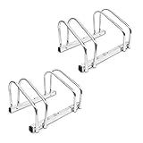 Relaxdays 2 x Fahrradständer, Boden/Wandmontage, für je 2 Fahrräder, Stahl, Fahrradhalter für draußen, HBT 26 x 40 x 32 cm, Silber